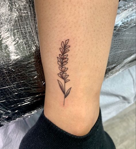 Simple black and grey lavendar sprig tattoo Mint Sprig Tattoo, Lavender Sprigs Tattoo, Sprig Tattoo, Lavender Tattoo, Mint Sprig, Tattoo Inspo, Wrist Tattoos, Leaf Tattoos, Black Tattoos