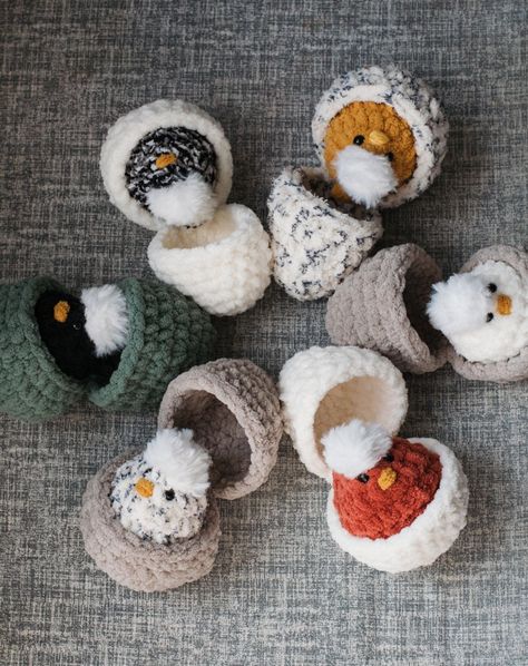 Crochet Chick in Egg - Etsy Crochet Chicken With Eggs, Chick In Egg Crochet Pattern, Crochet Chicken With Eggs Inside, Crochet Baby Chick, Crochet Chicks, Knitted Chicken, Crochet Chickens, Chicken Sewing, Mini Crochet Animals