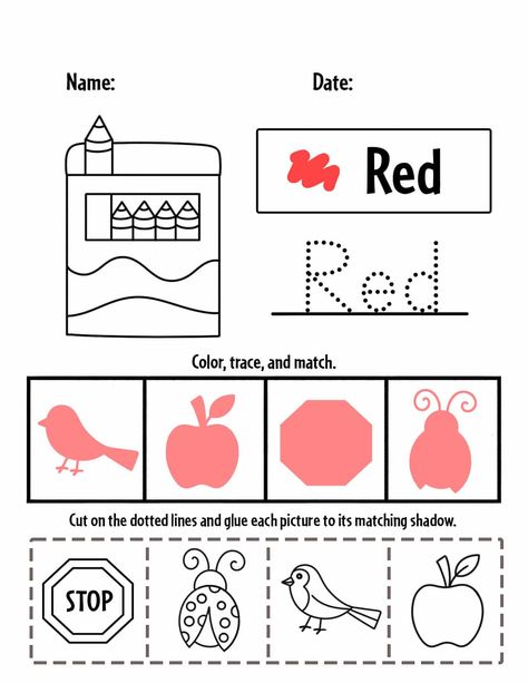 Red Color Worksheets Preschool, Color Red Worksheets For Preschool, Red Worksheets For Preschool, Color Red Activities, Color Worksheets For Preschool, Cut And Paste Worksheets, Worksheets For Preschool, Learning Worksheets, Preschool Lesson Plans