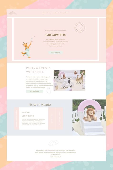 Website design for a soft play business. This soft play business is based in Surrey. White Bouncy Castle, Soft Play Party, Kids Tables, Website Design Inspiration Layout, Kids Party Crafts, Business Branding Inspiration, House Logo Design, Entertainment Ideas, Joyful Noise