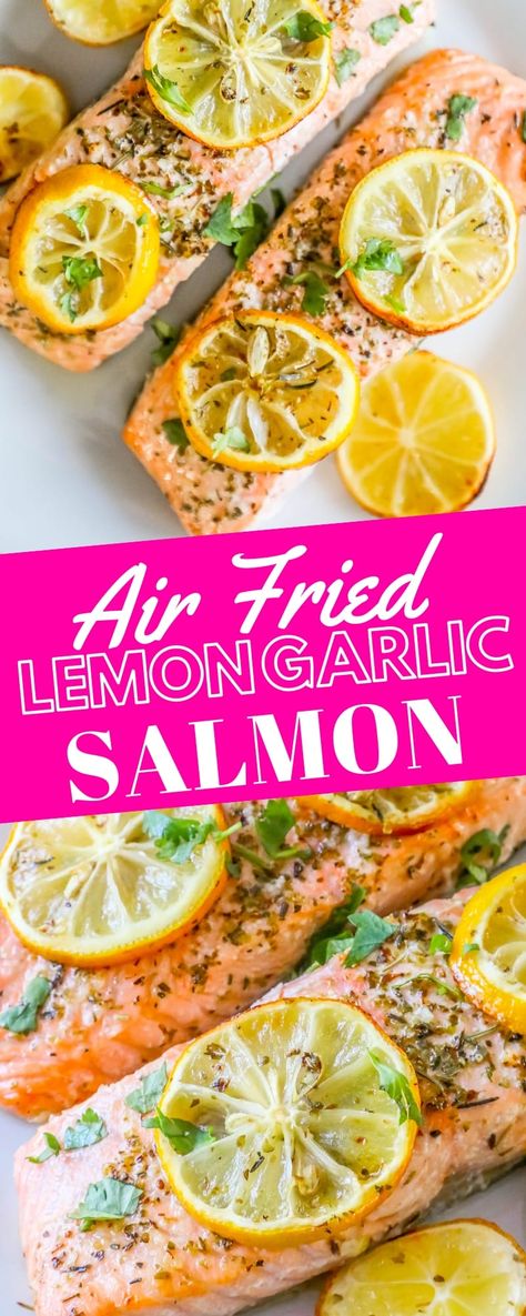 Air Fryer Recipes Salmon, Lemon Garlic Salmon, Chicken Wing Recipes Baked, Lobster Recipes Tail, Resep Seafood, Garlic Butter Salmon, Air Fryer Fish, Butter Salmon, Garlic Salmon