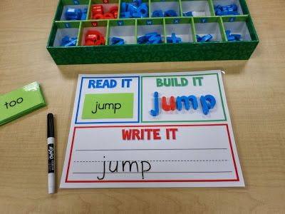 Read It, Build It, Write It for SPELLING Words - Template Freebie Tricky Word Practice, Read It Write It Build It Free, Eyfs Literacy, Prep Room, Centers Kindergarten, Sight Word Centers, Daily Five, Writing Station, Eyfs Activities