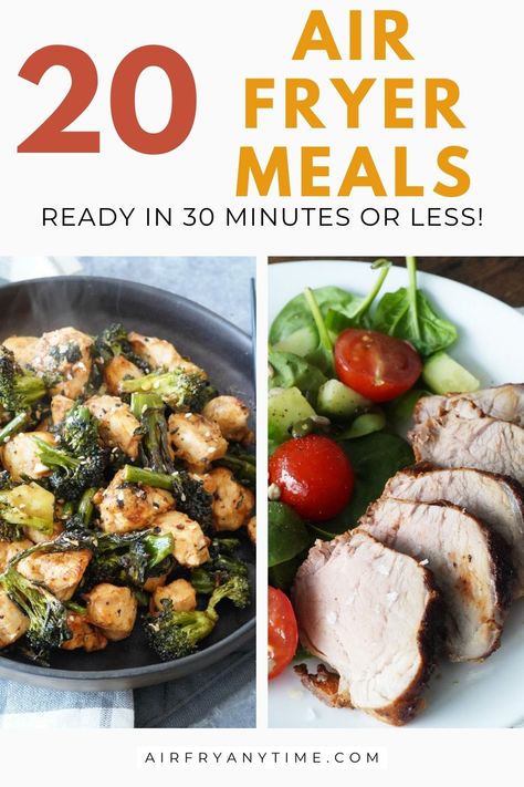 Looking for quick and easy meals to make in your air fryer? Check out these 20 simple recipes that can be made in just 30 minutes! From crispy veggies to juicy proteins, dinner just got a whole lot easier 😋🥗🍗 #airfryer #30minutesorless #easyrecipes #dinnerideas Crispy Veggies, Easy Meals To Make, Air Fryer Meals, Recipes For College Students, Meals To Make, Simple Menu, Air Fryer Dinner Recipes, Air Fryer Recipes Healthy, Food Inspo