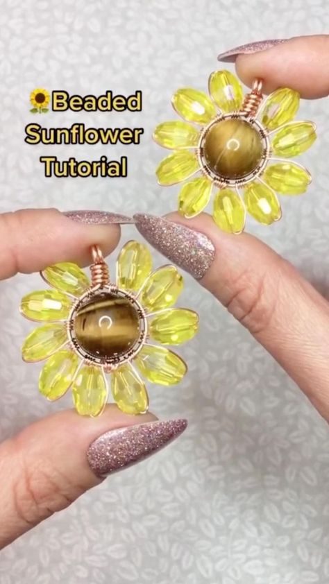 Sunflower Tutorial 🌻 Follow me on YouTube, TikTok & Insta for more tutorials 💛 in 2022 | Wire jewelry, Diy wire jewelry, Wire jewelry designs Dragonfly Jewelry Diy, Crafts For Adults Jewelry, Wire Sunflower Tutorial, Diy Jewelry Designs, Panda Hall Jewelry Tutorials, Wire Jewelry Making Tutorials, Bee Jewelry Diy, Bead Projects Ideas, Basic Wire Wrapping