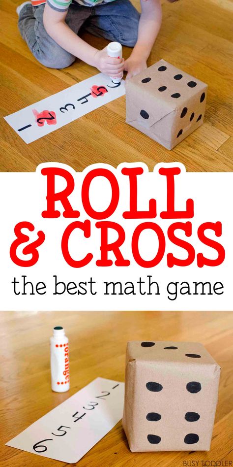 Roll and Cross Math Game: The best math game - my kids love this easy math activity! Homemade Dice, Easy Math Games, Oppgaver For Barn, Easy Math Activities, Easy Math, Prek Math, Math Games For Kids, Fun Math Games, Numbers Preschool