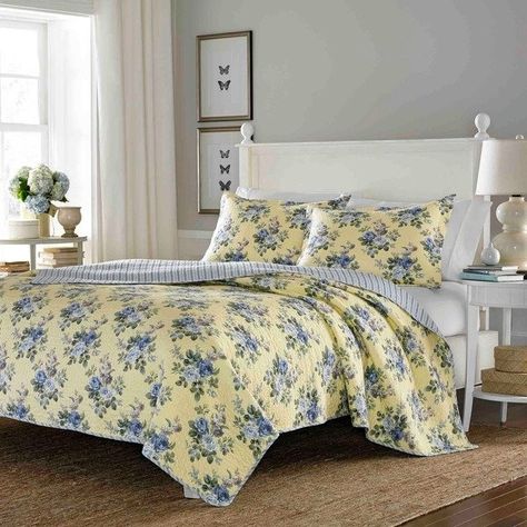 Beautiful Tiffany Quilt King Size Quilt Sets, King Quilt Sets, Laura Ashley Home, Cotton Quilt Set, Twin Quilt Size, Yellow Quilts, Yellow Bedding, Estilo Shabby Chic, Karim Rashid