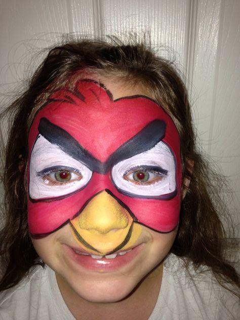 Angry Bird :) Angry Bird Face Paint, Crazy Face Paint, Preshower Makeup Ideas, Funny Makeup Ideas, Bird Face Painting, Preshower Makeup, Angry Makeup, Pre Shower Makeup, Angry Painting