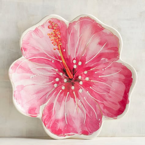 Hibiscus Figural Salad Plate Soft Decay, Ceramic Art Plate, Clay Dishes, Product Inspiration, Clay Plates, Pottery Houses, Cerámica Ideas, Ceramic Flower Pots, Flower Bowl