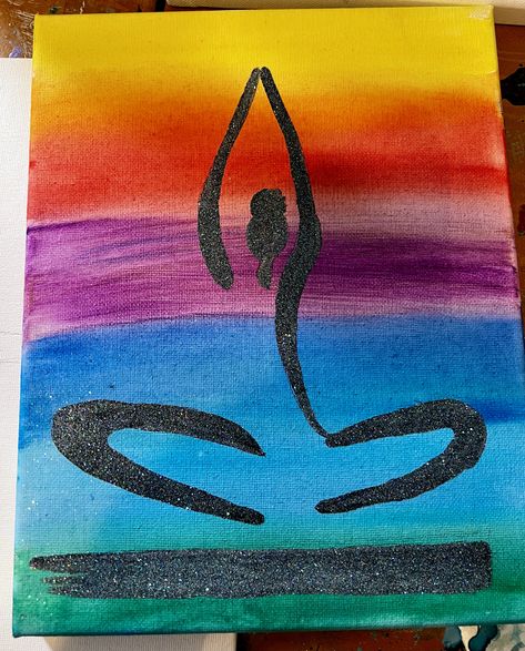 Easy Chakra Painting, Healing Energy Art Spiritual, Chakra Painting Ideas Easy, Yoga Canvas Painting, Meditation Painting Ideas, Yoga Painting Ideas, Night Drawings, Healing Energy Art, Chakra Painting