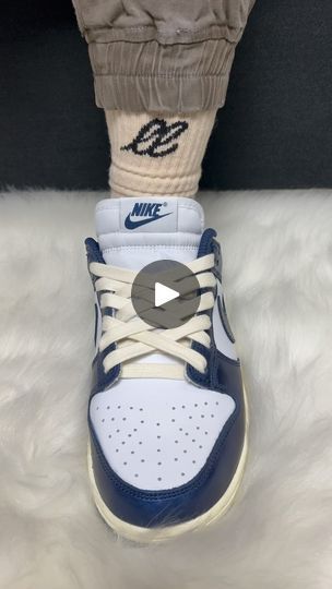 Old School Aesthetic, How To Tie Shoes, Double Cream, 10k Views, School Aesthetic, Navy Lace, Blue Nike, Midnight Navy, Nike Dunk Low