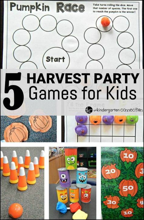 Fall is here, and that means many fun things, including Halloween. Enjoy these fall party and games for kids! Fall Party Activities, Harvest Party Games, Preschool Harvest, Kindergarten Halloween Party, Fall Party Games, Classroom Party Games, Fall Festival Games, Kindergarten Party, Classroom Kindergarten