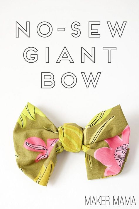 Raid your fabric stash, or the thrift store, and see how to make your own giant no-sew DIY bow to brighten up your day. Fabric Bow Tutorial, Diy Baby Bows, Giant Bow, Headband Diy, Diy Baby Headbands, Fabric Hair Bows, Diy Bebe, Thrift Store Crafts, Trendy Sewing