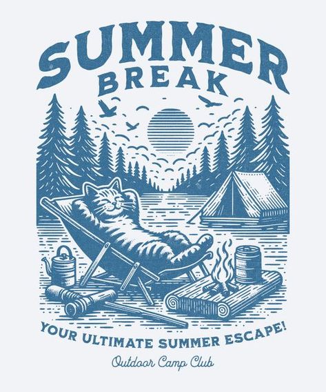 Summer Camp Graphics, Camp Brand, Baby Shower Deco, Simple Artwork, Flame Art, T Shirt Design Template, Shirt Design Inspiration, Vintage Camping, Composition Design