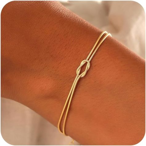 Matching Bracelets for Couples，Dainty Gold Love Knot Bracelet 14K Gold Plated Herringbone Chain. This dainty gold bracelet is made of 14K gold plated to ensure a long without faded, that is nickel free, lead free, and hypoallergenic. This love knot bracelet will accompany your sparkle and will be a very special gift on special occasions such as mother's day, birthday, graduations, wedding organizations, Christmas. Matching Bracelets For Couples, Relationship Jewelry, Love Knot Bracelet, Bracelets For Couples, Relationship Bracelets, Matching Couple Bracelets, Gifts For Best Friend, Dainty Gold Bracelet, Herringbone Chain