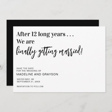 Funny Finally Wedding Save The Date #zazzle #weddinginvitations #birthdayinvitations #babyshowerinvitations #zazzleinvitations #monogram #businesscards #graduation #homedecor Funny Save The Dates Wedding, Finally Getting Married Save The Date, Funny Save The Date Ideas For Weddings, Save The Date Funny Ideas, Finally Wedding Invitations, Finally Getting Married, Dog Wedding Photos, Casual Wedding Invitations, Funny Save The Dates