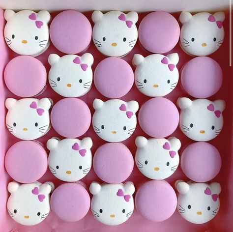 Hello Kitty Macarons, Macarons Ideas, Macaron Ideas, Fondant Recipe, Kitty Cake, Skin Minecraft, Beautiful Braided Hair, Cute Pastel Wallpaper, Cat Cake