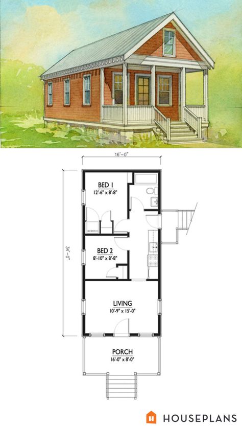 Katrina Cottage, Small Cabin House, Cottage Floor Plan, Cottage Flooring, Snake Dragon, Shotgun House, Cottage Floor Plans, Cottage Style House Plans, Small House Floor Plans