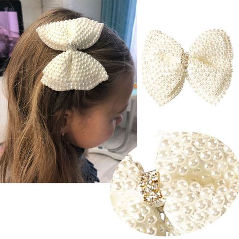 Cheap Hair Accessories, Pearls Hair, Renewal Wedding, Bling Bows, Big Hair Bows, Bella Hair, Hair Grips, Diy Things, Handmade Hair Bows