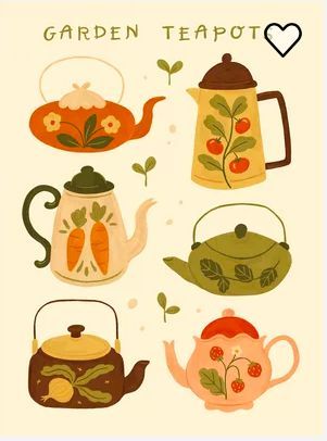 Teapot Drawing, Goblin Art, Whimsical Art Journal, Arte Van Gogh, Autumn Illustration, Tea Art, Mini Drawings, Card A, Art Studies