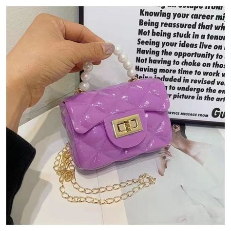 Childrens Jelly Bag Children Bag Fashion Handbag 2024 New Trendy Versatile Pearl Chain Shoulder Bags Jelly Bag, Chain Lock, Lock Style, Backpack Sport, Color Fashion, Purple Bags, Pearl Chain, Chain Shoulder Bag, Bag Fashion