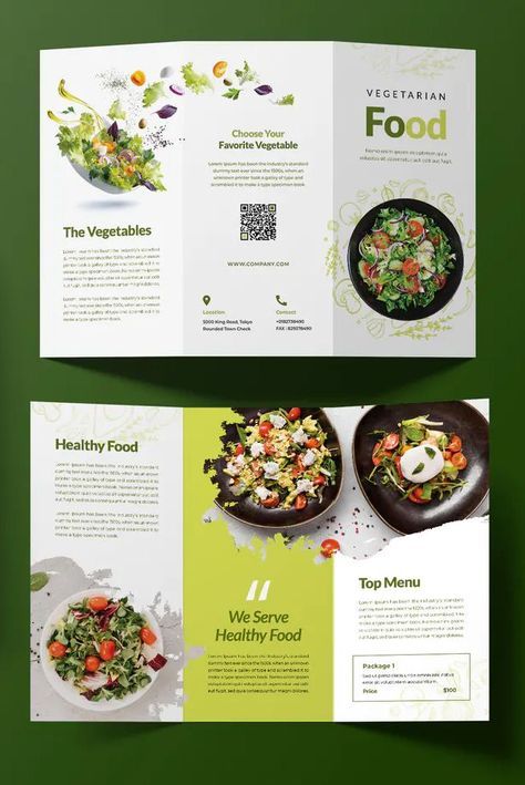 Restaurant Brochure Design Layout, Food Broucher Design Creative, Leaflets Food, Food Menu Brochure Design, Menu Healthy Food, Food Brochure Design Ideas, Food Leaflet Design, Trifold Brochure Design Creative, Food Pamphlet