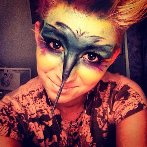 My version of hummingbird makeup for halloween! If I can post more I will! #hummingbird #makeup #hummingbirdmakeup #birdmakeup Hummingbird Makeup, Hummingbird Costume, Bird Makeup, Festival Face Paint, Makeup 2024, Makeup For Halloween, Festival Face, Bird Costume, Running Costumes