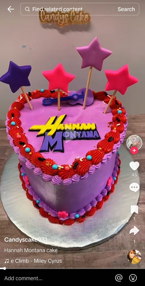 Hannah Montana Birthday Cake, Hannah Montana Birthday Party, Hannah Montana Party, 2000s Birthday Party Theme, 2000's Party, 21st Bday Ideas, Disney Birthday Cakes, Colorful Birthday Party, Bff Birthday Gift