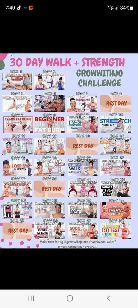 Grow With Jo, Walk The Weight Off, Short Workouts, 30 Day Fitness, Workout Calendar, Leg And Glute Workout, Workout Results, 30 Day Workout Challenge, Post Partum Workout