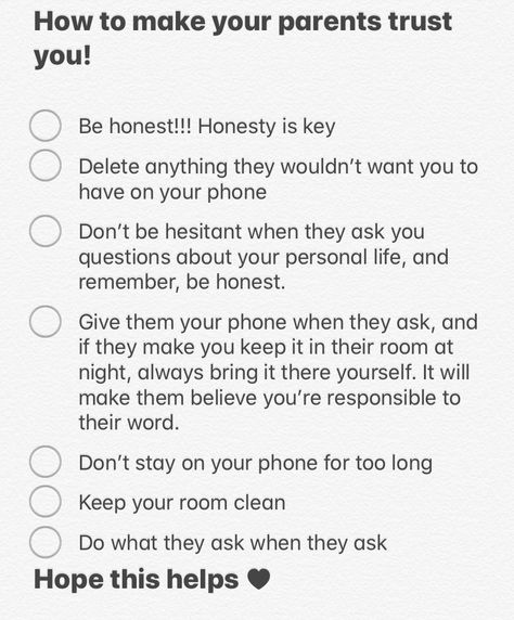 I had trouble as a youngster with my parents trust, but when I learned to throw my bad habits away, I was rewarded a lot! And these are things I did while I was waiting for their trust. Strict Parents Glow Up, How To Gain Trust, How To Get Your Parents To Trust You, How To Gain Someones Trust Again, How To Get A Phone From Strict Parents, Ways To Earn Trust Back, How To Get Out Of Trouble With Parents, How To Regain Trust Relationships, Earn Trust