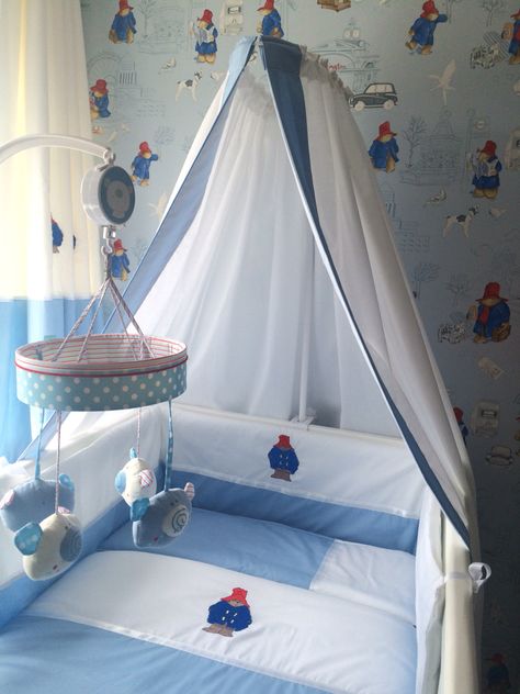 Paddington bear nursery Paddington Bear Bedroom, Paddington Nursery Theme, Paddington Bear Nursery Ideas, Paddington Bear Nursery, Paddington Nursery, London Nursery, Bear Nursery Theme, Baby Theme, Baby Mine