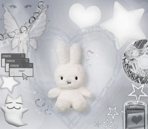 white, bunny, y2k, background White Y2k Wallpaper, Bunny Y2k, Bunny Background, Pink Cottagecore, Theme White, Y2k Background, Editing Tricks, Grey Bunny, Y2k Wallpaper