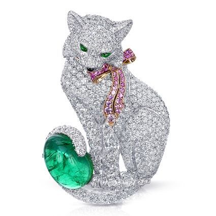 Bling, Sparkly, Shiny Things Diamond Cat, Faberge Jewelry, Cat Brooch, Cat Jewelry, I Love Jewelry, Van Cleef, Precious Gems, Animal Jewelry, High Jewelry