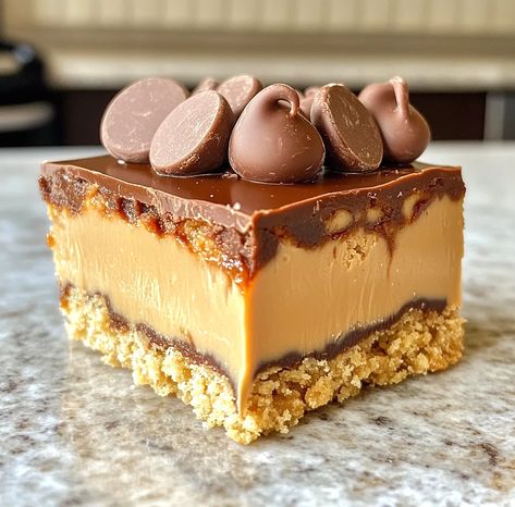 Reese’s Peanut Butter No-Bake Bars Reeses Peanut Butter No Bake Bars, Reese’s No Bake Peanut Butter Bars, Reeses Bars, Peanut Butter No Bake Bars, Reese's Peanut Butter Bars, Yummy Bars, Buckeye Brownies, Peanut Butter Squares, No Bake Peanut Butter