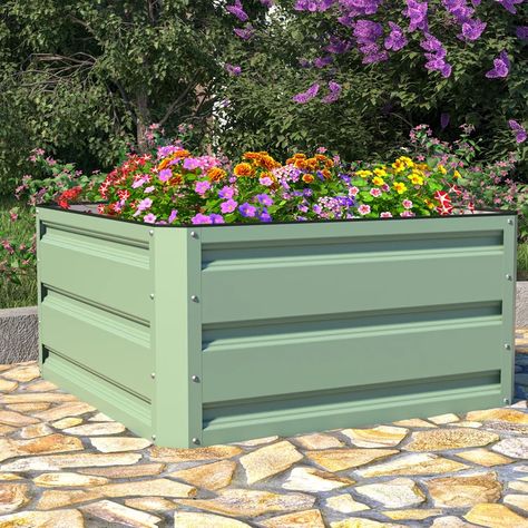 Dakota Fields Huard 60cm x 60cm Metal Raised Flower Bed | Wayfair.co.uk Modular Planter, Galvanized Trough, Metal Raised Garden Beds, Raised Flower Beds, Gardening Gear, Trough Planters, Garden Life, Raised Planter, Garden Equipment