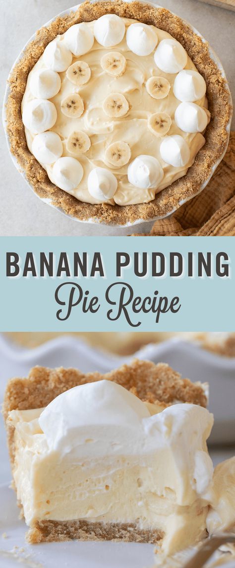 Pudding Pie Desserts, Banana Cream Pie Recipe With Pudding, Banana Pudding Pie Recipe, Vanilla Wafer Banana Pudding, Banana Pie Recipe, Nilla Wafer Crust, Banana Pudding Pie, Creamy Banana Pudding, The Best Banana Pudding