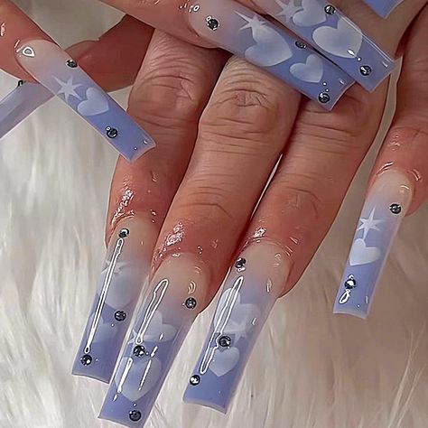 Fake Nails Long, Long Press On Nails, Coffin Press On Nails, Nails For Women, Ballerina Nails, Acrylic Nail Art, Stick On Nails, Heart Nails, Nail Art Accessories