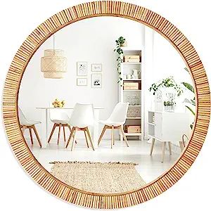 Barnyard Designs 26" Rattan Round Bathroom Mirror - Boho Mirror for Nursery Wall Decor - Handmade Wicker Rattan Mirrors for Wall with Rustic Design - Add Farmhouse Elegance to Your Home Decor Mirror For Nursery, Rattan Bathroom, Boho Mirror, Wicker Mirror, Bamboo Mirror, Rattan Mirror, Rustic Farmhouse Style, Nursery Wall Decor, Round Mirrors