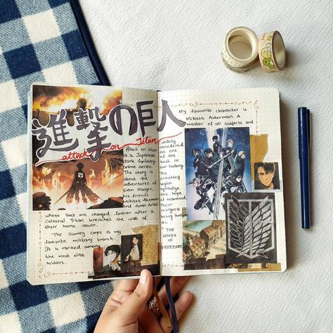 Anime Journal Spread Ideas, Anime Journal Ideas, Anime Scrapbook, Bullet Journal Ideas Templates, Anime Journal, Anniversaire Harry Potter, Notes Journal, Journal Spreads, Bullet Journal Aesthetic