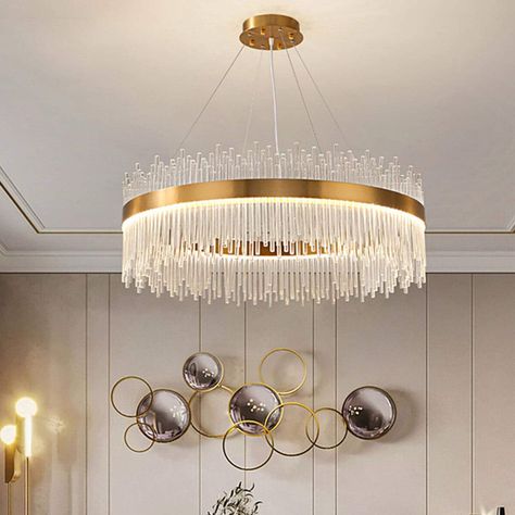 Drum Pendant Lighting, Crystal Pendant Lighting, Elegant Chandeliers, Light Ring, Mode Design, Gold Chandelier, Decoration Inspiration, Suspension Lamp, Modern Ceiling Light