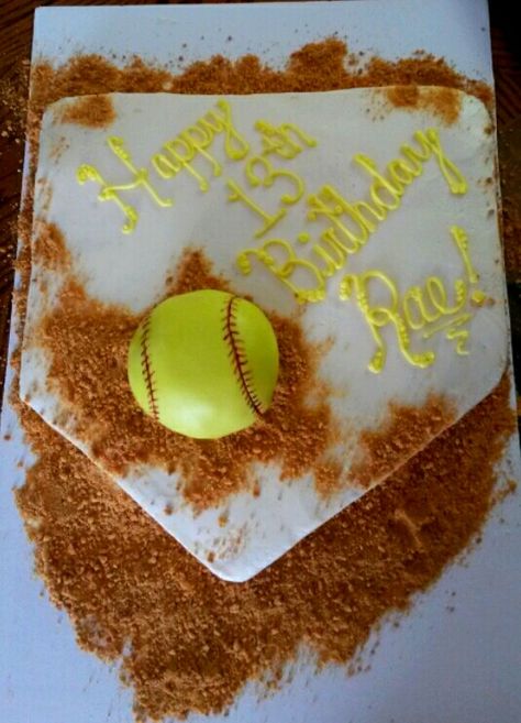 Softball Themed Birthday Cake, Softball Cakes For Girls Birthdays, Softball Cake Ideas, Softball Party Ideas, Softball Birthday Party Ideas, Softball Themed Birthday Party, Softball Cakes, Softball Birthday Cakes, Softball Cupcakes