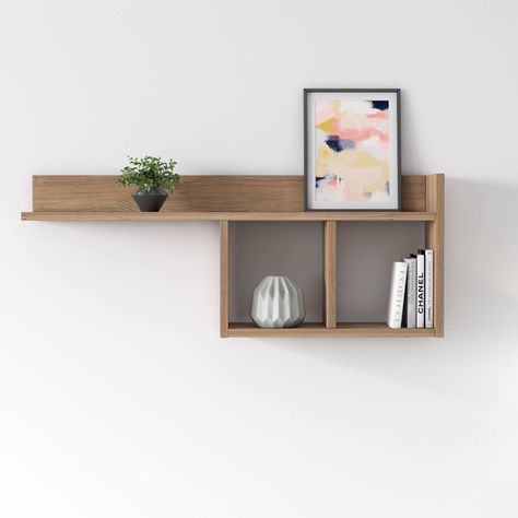 Wall Shelves Living Room, Small Wall Shelf, Wall Shelf Unit, Diy Wand, Shelving Design, Regal Design, Wooden Wall Shelves, Wall Shelf Decor, Wall Shelves Design