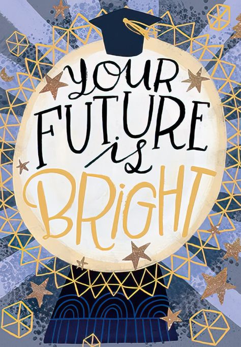 Crystal ball with stars and graduation cap Your Future Is Bright Graduation, Future Is Bright Graduation, Your Future Is Bright, Future Is Bright, Foil Design, Color Interior, Graduation Card, Big Dreams, Graduation Cards