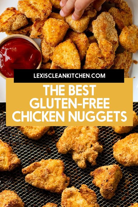 Looking for the best Gluten-Free Chicken Nuggets that everyone is going to love? This recipe uses a blend of almond flour and spices to make a crunchy and delicious chicken nugget that also happens to be gluten-free and easy to make! With instructions for making in the oven, air fryer or stovetop, these healthier chicken nuggets will make for a perfect quick dinner or meal prep that will make the whole family happy. Paleo Chicken Nuggets, Gluten Free Chicken Nuggets, Healthy Chicken Nuggets, Oven Air Fryer, Chicken Nugget Recipes, Oven Chicken Recipes, Whole Chicken Recipes, Nuggets Recipe, Chicken Nugget