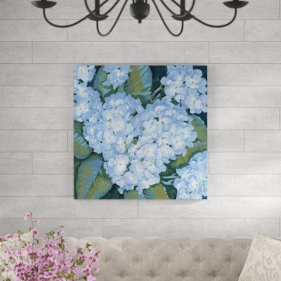 Hydrangeas Art, Hydrangea Painting, Botanical Theme, Blue Flower Painting, Whimsical Wall Art, Blue Hydrangeas, Whimsical Style, Acrylic Painting Flowers, Hydrangea Not Blooming