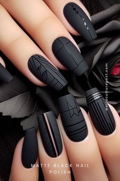 Matte Fall Nail Designs, Matted Nails, Home Nail Art, Mens Nails, Art Deco Nails, Matte Black Nails, Colorful Cocktails, Matte Nails Design, Gel Nail Kit