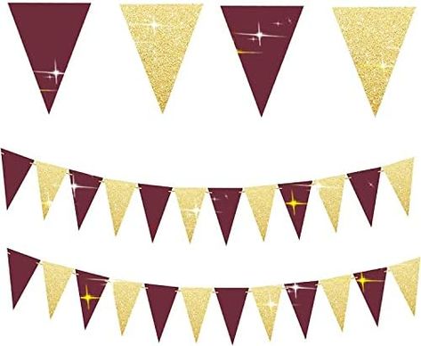 USC, FSU Bed Party Decorations Fall Birthday Decorations, Birthday Party Decorations For Women, Fall Bridal Shower Decorations, Gold Graduation Decorations, Triangle Bunting, Gold Birthday Party Decorations, Graduation Party Signs, 70th Birthday Decorations, Paper Garlands