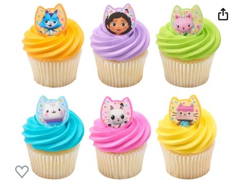 Gabby Doll House Cupcakes, Gabby Dollhouse Cupcakes, Pandy Paws, Cat Party Decorations, Ring Assortment, Gabby Dollhouse, Party Cake Table, Pastel Cupcakes, Colorful Cupcakes