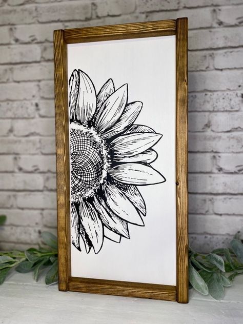 WatermelonLaneCo - Etsy Diy Sunflower Wall Decor, Nature Inspired Wall Art, Boho Farmhouse Wall Art, Dark Boho Wall Art, Wall Art Ideas Diy Paint, Farmhouse Sunflower Decor, Wood Wall Signs, Sunflower Farmhouse Decor, Sunflower Office Decor Ideas