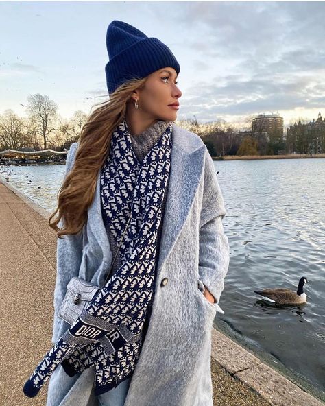 Dior Fan Page on Instagram: “A Beauty on the horizon @majamalnar 💙 In love with this dior scarf💙 #dior #diorinternational  #diorscarf” Dior Scarf, Maja Malnar, Basford Enchanted Forest, Johanna Basford Enchanted Forest, Keep It Classy, Johanna Basford, On The Horizon, Mule Sandals, It's Cold