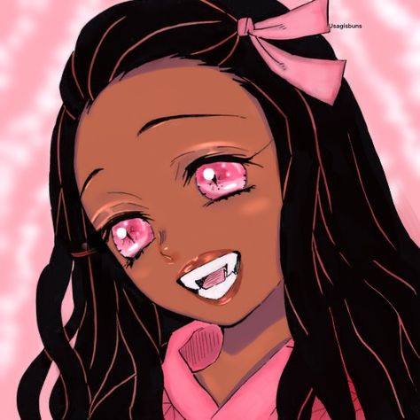 Black Nezuko Pfp, Black Nezuko Cosplay, Blck Icons, Nezuko Black, Black Nezuko, Black Fanart, Blasian Edits, Blk Edits, Kawaii Icons